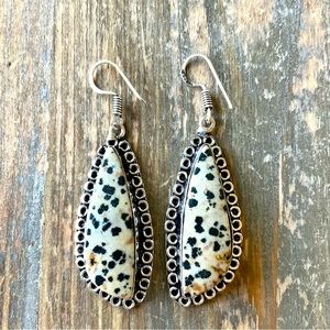 Dalmatian Jasper Silver Earrings